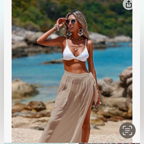 NWT DOSE khaki semi sheer swim cover-up one size 4–12 - Picture 3 of 12